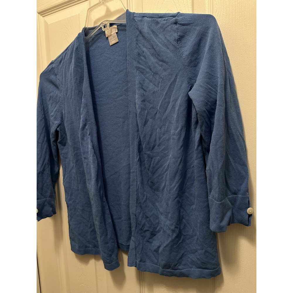 Chico's size 0 (small) Blue Cardigan long 3/4 sleeve top. - Picture 2 of 5